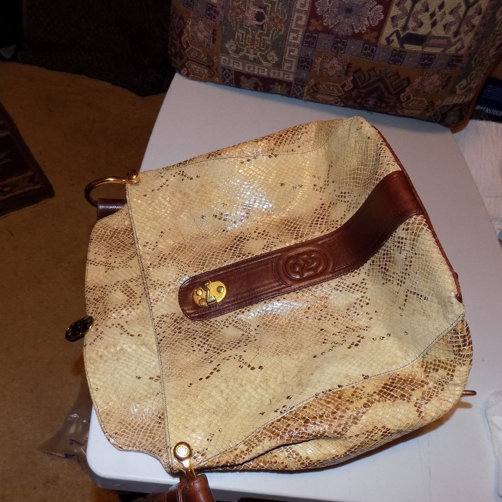 Marino Orlandi bucket bag snake embossed leather Italy - Picture 5 of 16